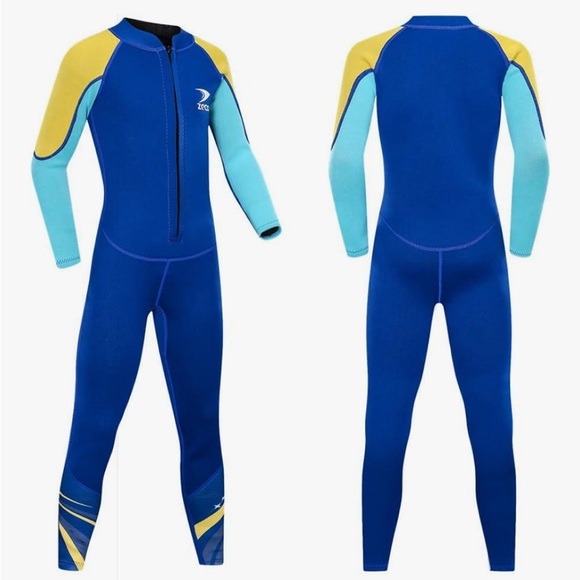 Kids Blue and Yellow One Piece Swimsuit - Picture 1 of 4